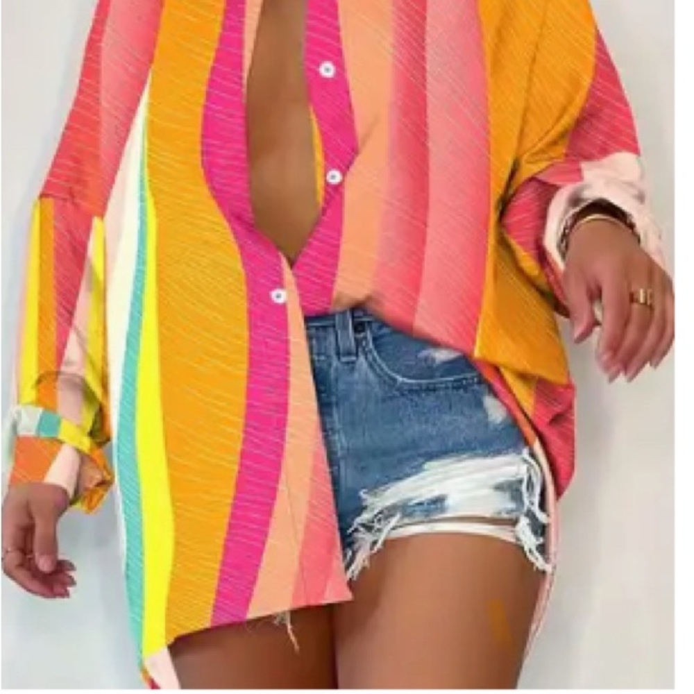 Colorful Striped Button-Up Shirt